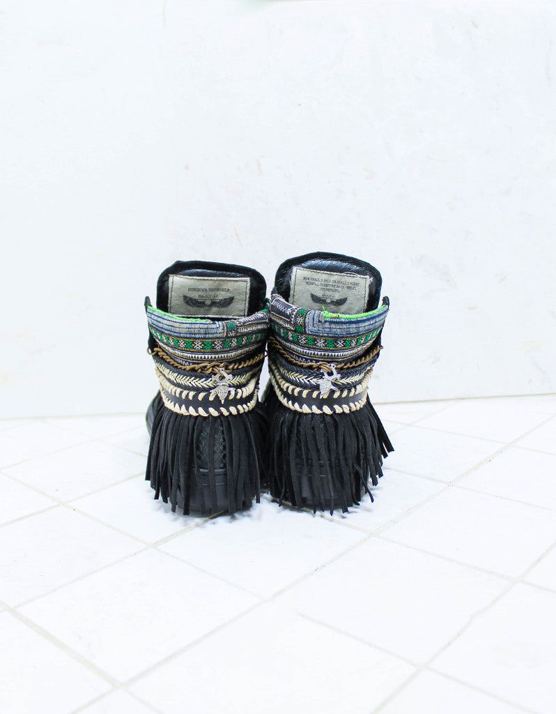 Custom Made Boho Sneakers in Black Snake | SIZE 38 - SWANK - - 5